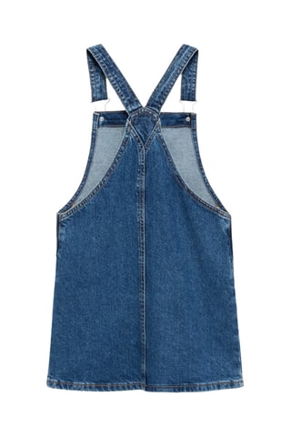 Robe chasuble courte en jean - Bleu marine