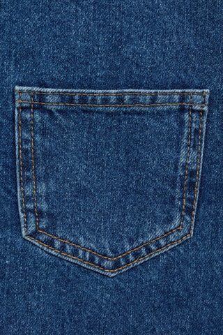 Robe chasuble courte en jean - Bleu marine