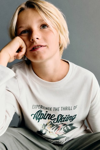 T-shirt brodé imprimé - Gris