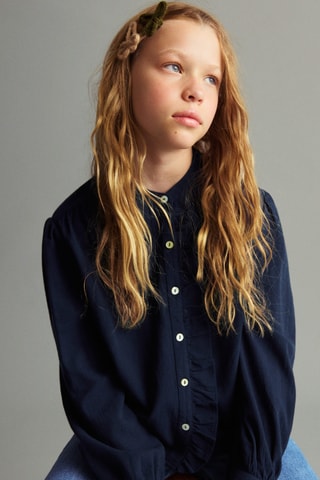 Blouse coton volantée - Bleu marine