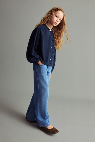 Blouse coton volantée - Bleu marine