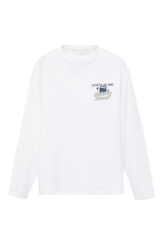 T-shirt manches longues imprimé - Blanc
