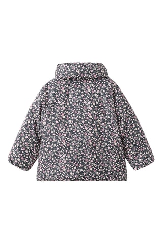 Anorak en imprimé fleuri imitation fourrure - Noir