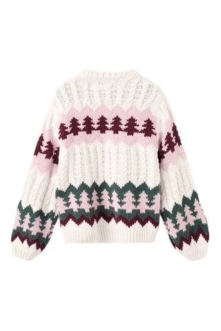 Pull-over maille imprimé de Noël - Beige