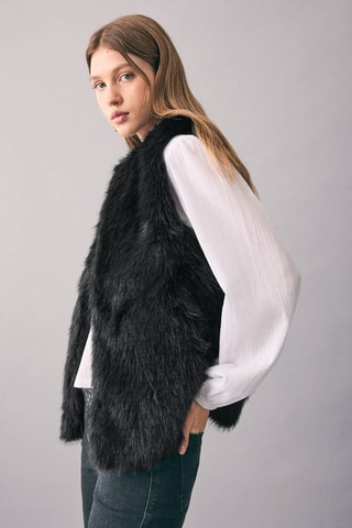 Gilet imitation fourrure - Noir