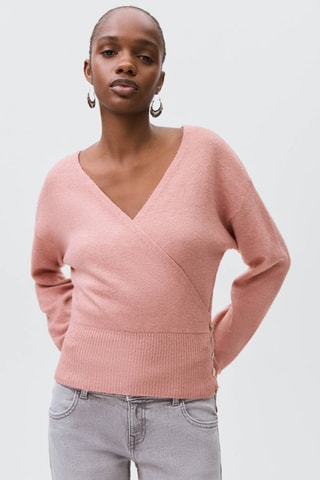 Cardigan en maille croisé - Rose