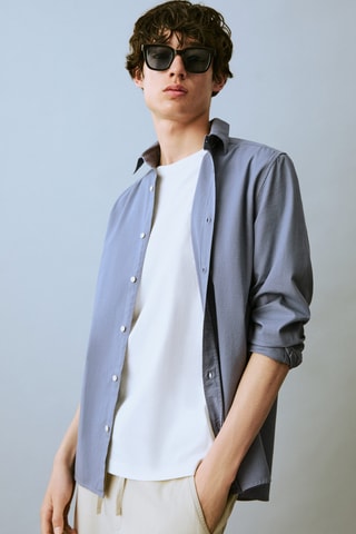 Chemise lin Oxford - Gris clair