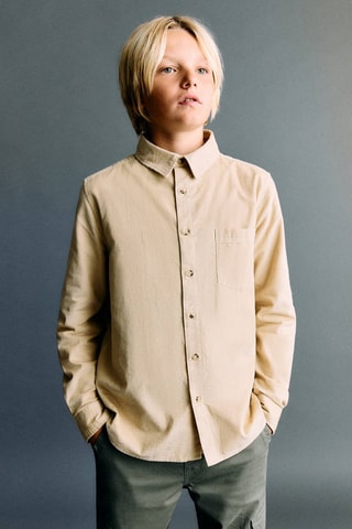 Chemise velours côtelé regular fit - Beige