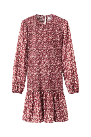 Robe imprimée volantée - Rouge