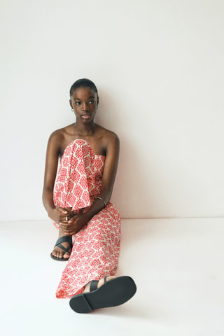 Pantalon taille haute - Rouge
