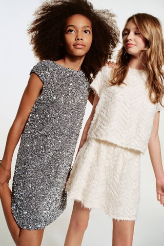 Robe courte à paillettes - Argenté