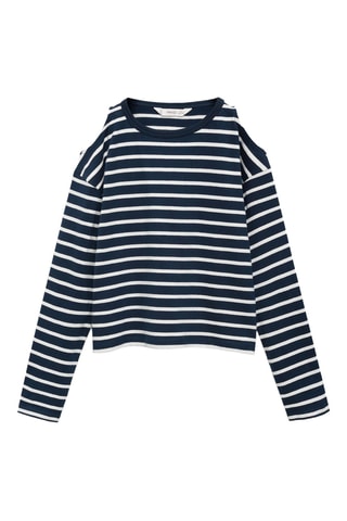 T-shirt cut-out à rayures - Bleu marine