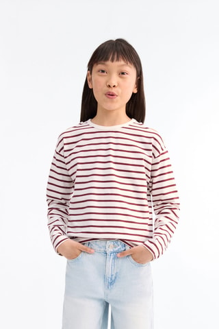 T-shirt cut-out à rayures - Rouge