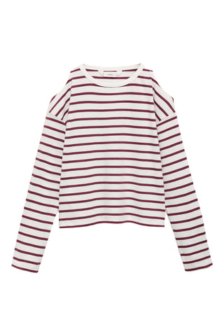 T-shirt cut-out à rayures - Rouge