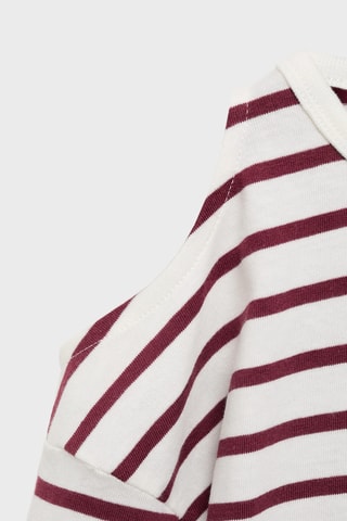 T-shirt cut-out à rayures - Rouge