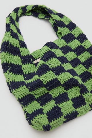 Sac crochet carreaux - Bleu