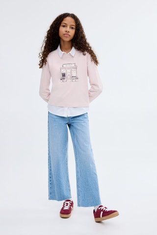 T-shirt manches longues imprimé - Marron clair