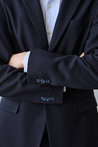 Veste slim-fit piqué - Bleu marine