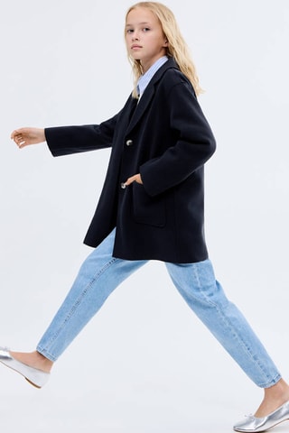 Manteau coupe midi drap de laine - Bleu marine