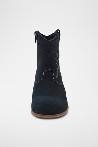 Bottines cuir brodé - Bleu marine
