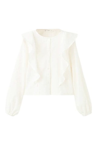 Blouse Lurex volants - Blanc