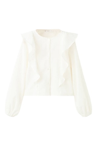 Blouse Lurex volants - Blanc