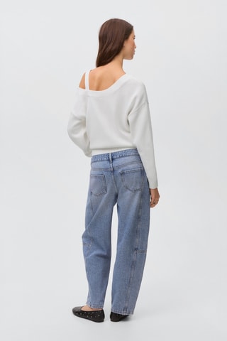 Pull en maille à découpe - Blanc