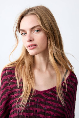 Pull en maille ajourée - Rouge