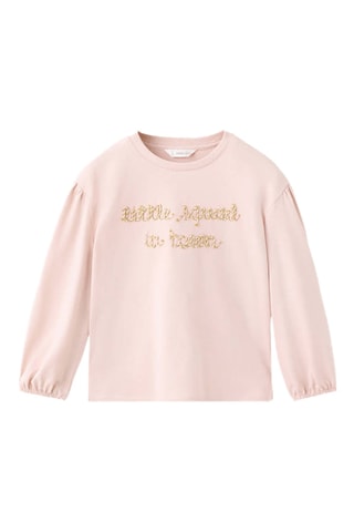 T-shirt coton inscription brodée - Rose