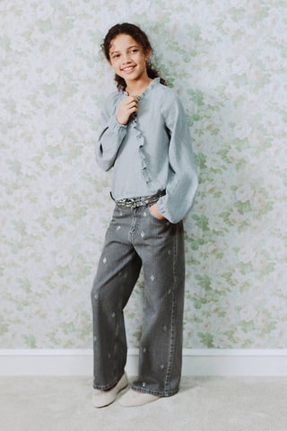Blouse Lurex volants - Bleu