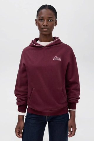 Sweat-shirt brodé capuche - Rouge