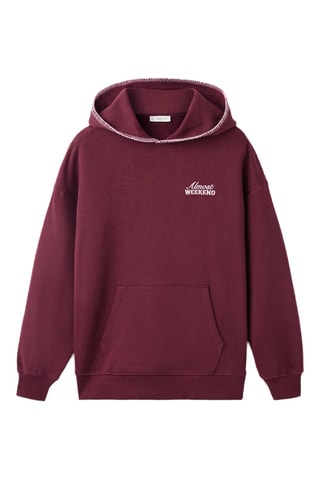 Sweat-shirt brodé capuche - Rouge