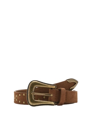 Ceinture cuir rivets - Marron