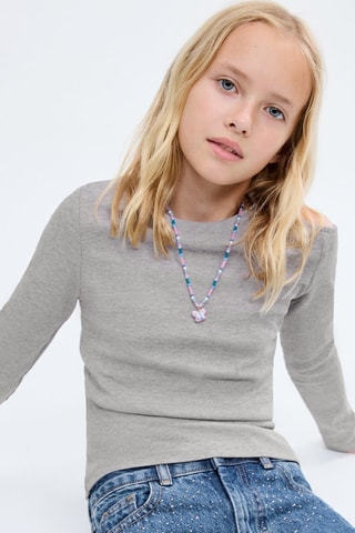 T-shirt cut-out Lurex - Gris