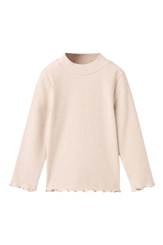T-shirt côtelé col roulé - Beige