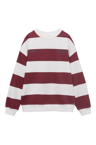 Sweat-shirt coton rayures - Rouge foncé