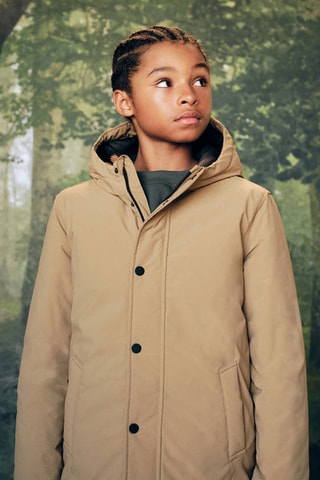 Anorak capuche boutons - Marron