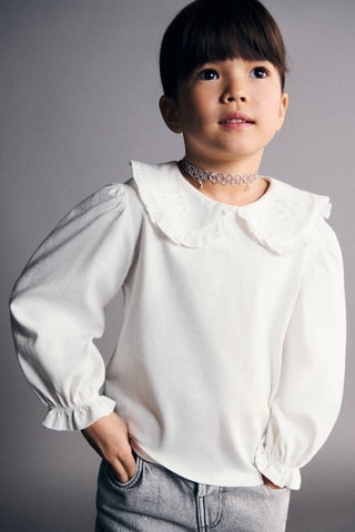 T-shirt coton brodé - Blanc