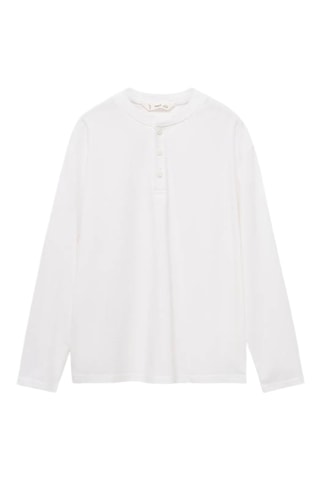 T-shirt coton boutons - Blanc