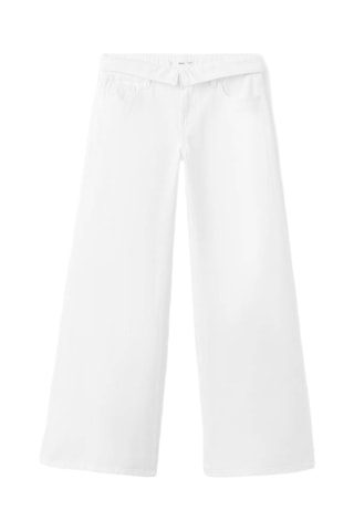 Jean taille basse à revers - Blanc
