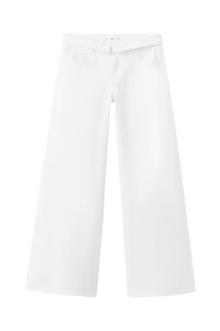 Jean taille basse à revers - Blanc