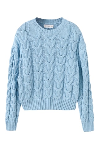 Pull-over maille tressée - Bleu