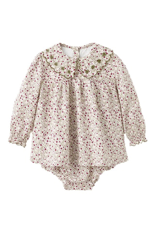 Robe et culotte détails brodés - Blanc