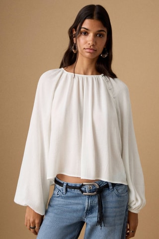 Blouse détails Lurex - Blanc