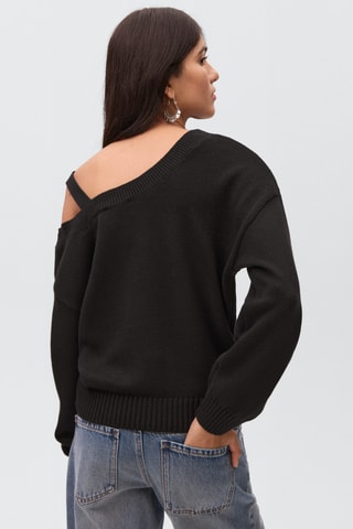 Pull en maille à découpe - Noir