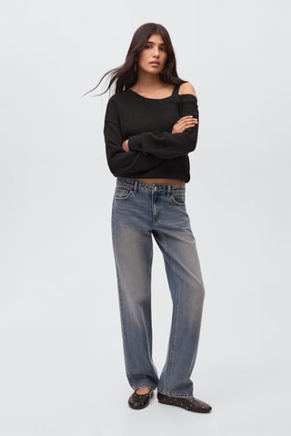 Pull en maille à découpe - Noir
