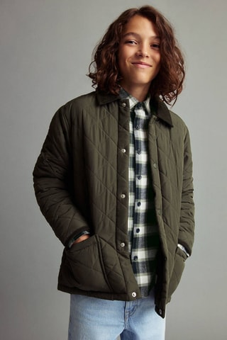 Anorak matelassé col chemise - Kaki