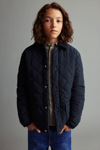 Anorak matelassé col chemise - Bleu marine