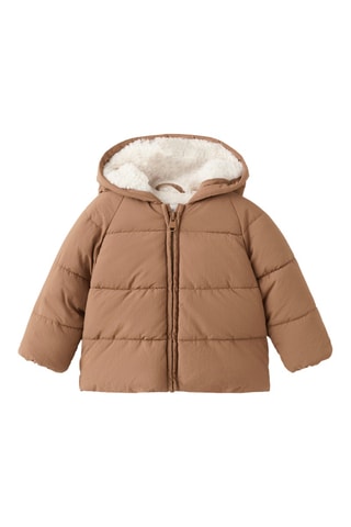 Anorak matelassé imitation fourrure - Marron