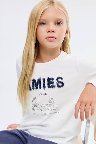 T-shirt manches longues imprimé - Blanc